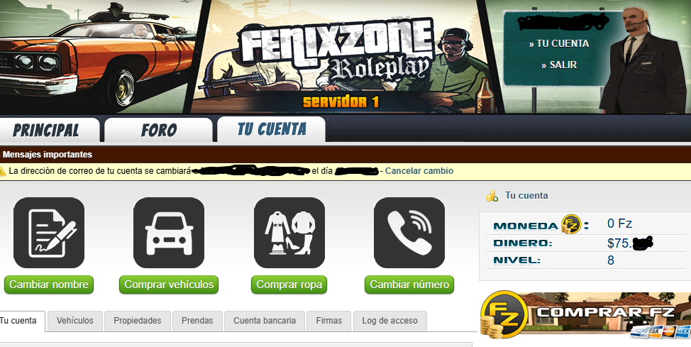 [Vendo] Cuenta de Fenixzone S1 Nivel 8